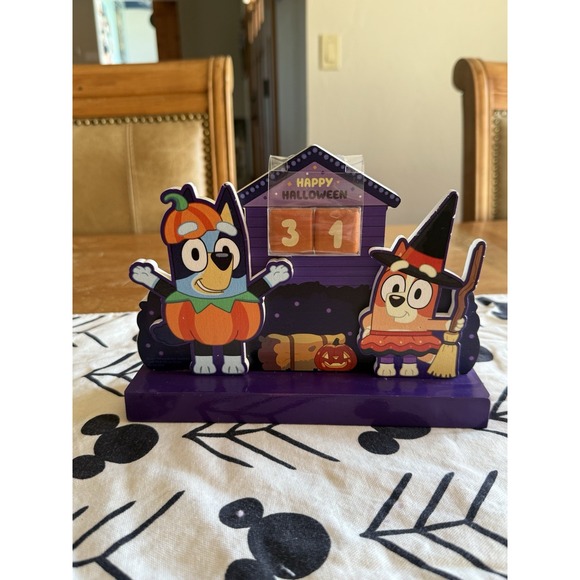 Ruz Other - Bluey & Bingo Halloween Wooden Countdown Calendar w/ Movable Blocks Disney New